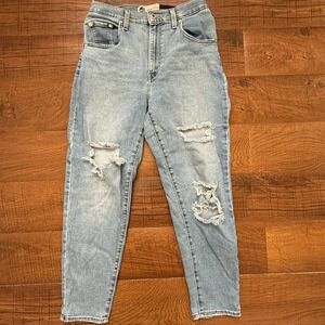 Levis Jeans Silver Tab Womens 29 Mom Jean Distressed Light Wash Blue